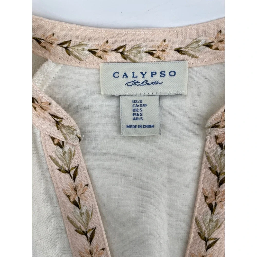 Calypso Maxi Dress Womens Small Floral Cottagecore Linen Blend Garden Party Boho